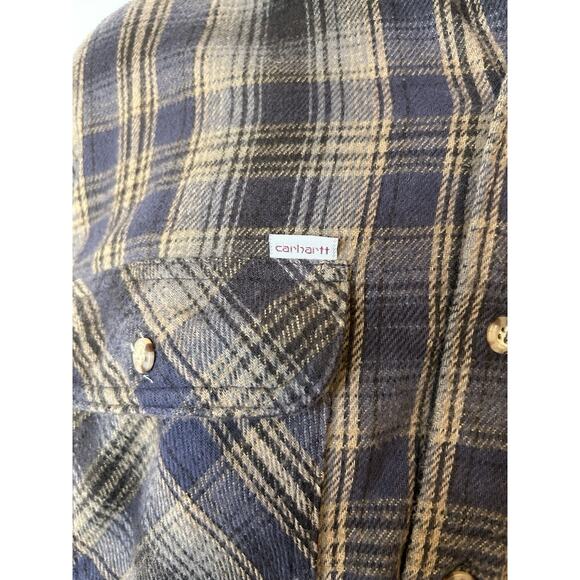 Carhartt Plaid Heavyweight Flannel Work Shirt Mens Size XL Tall.Rugged-Button up - Picture 2 of 13